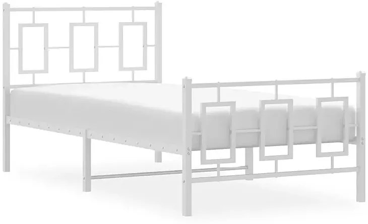 Białe metalowe łóżko jednoosobowe 100x200 cm - Maneo