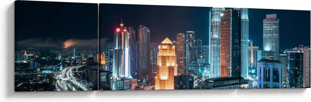 Obraz - Noc w Kuala Lumpur (170x50 cm)