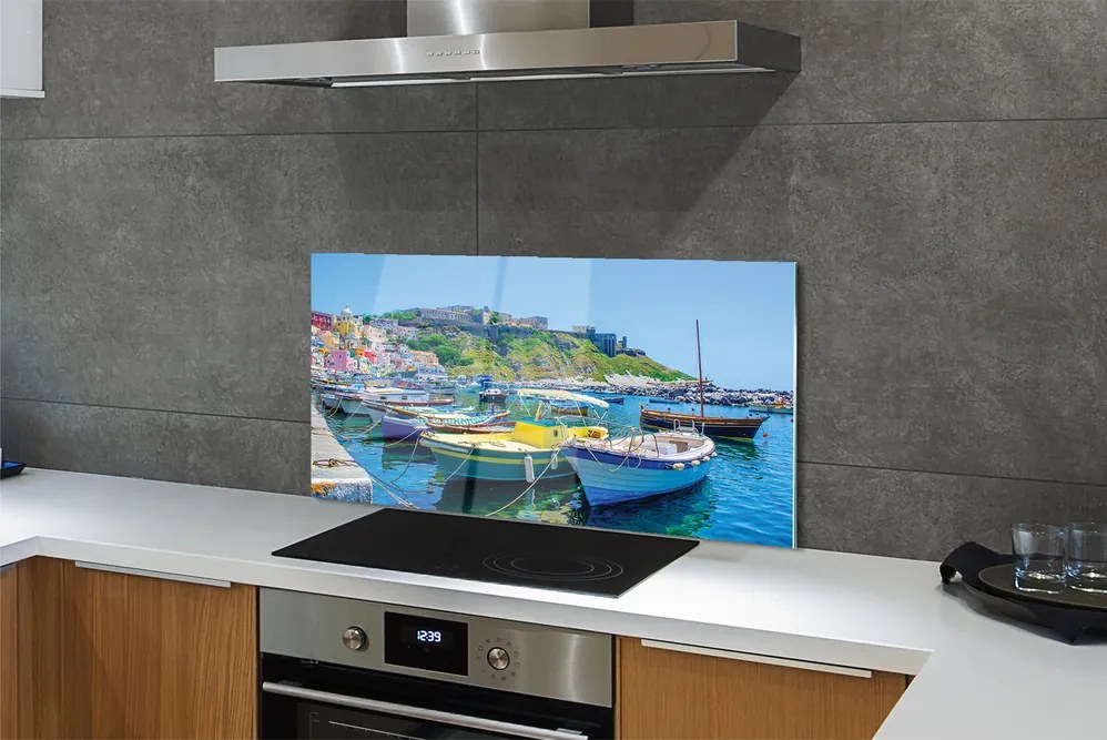 Szkło Ozdobne do Kuchni Statki w Zatoce pod Górami