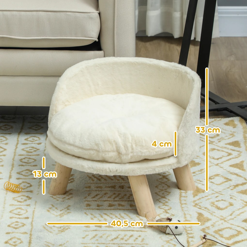 PawHut Legowisko dla Psów i Kotów, Miękka i Pralna Poduszka, Ochronny Brzeg, 40,5 x 40,5 x 33 cm