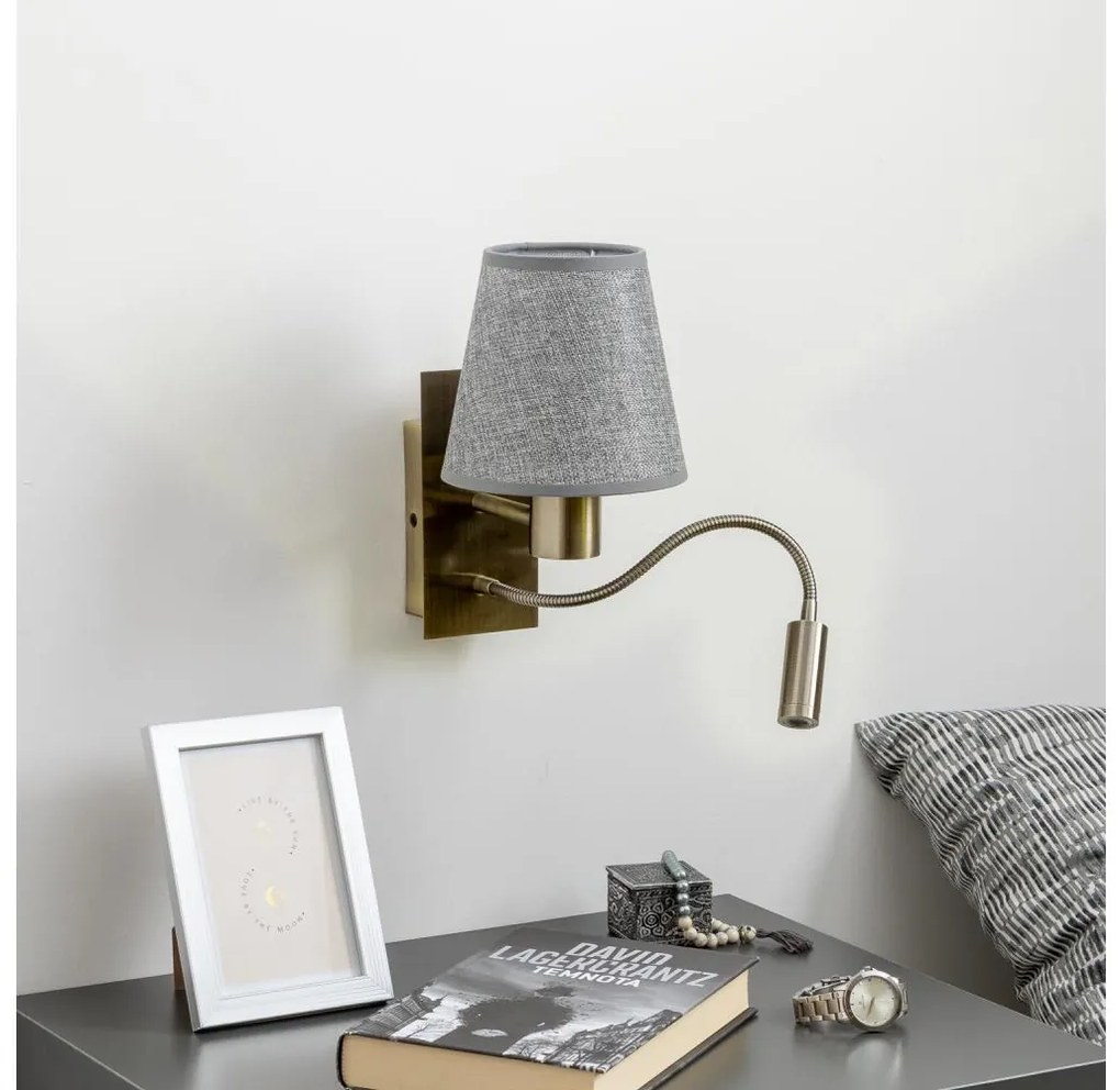 Brilagi - LED Kinkiet NUBILA 1xE27/25W/230V + LED/3W mosiądz/szary