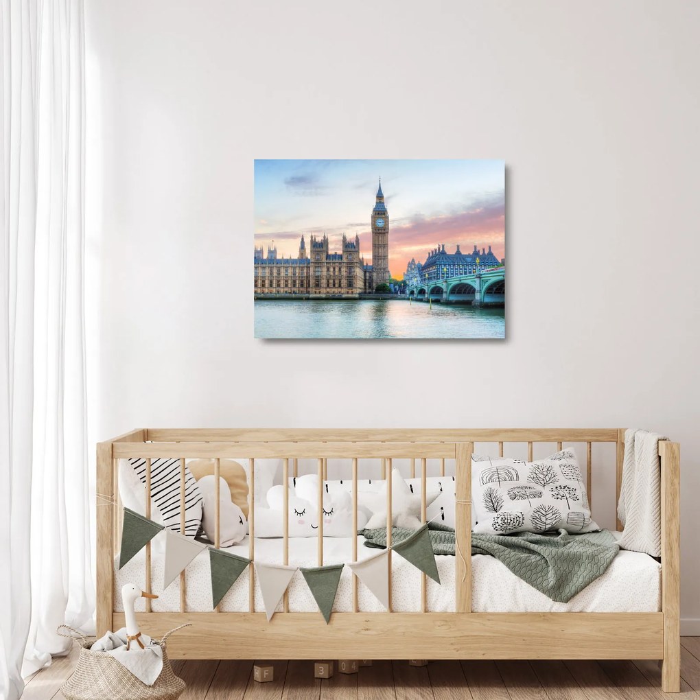 Obraz na szkle - Londyn w pastelowych kolorach (70x50 cm)
