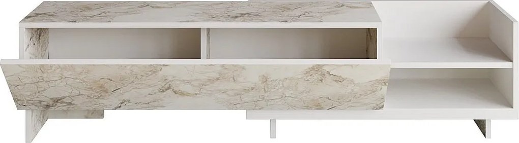 Nowoczesna szafka pod telewizor, biała, 165 x 35 x 41 cm | Płyta wiórowa pokryta melaminą w 100%, grubość 18 mm | Elegancki antracytowy design do stylowych salonów