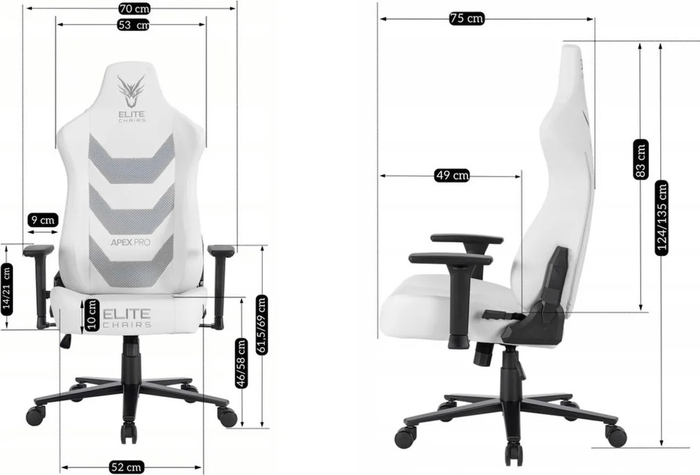 Fotel gamingowy Apex - ergonomiczny fotel dla graczy ekoskóra, biały