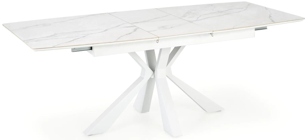 VIVALDI stół rozkładany 160-200/89/78 cm blat - biały marmur, nogi - biały, 6/8 osobowy