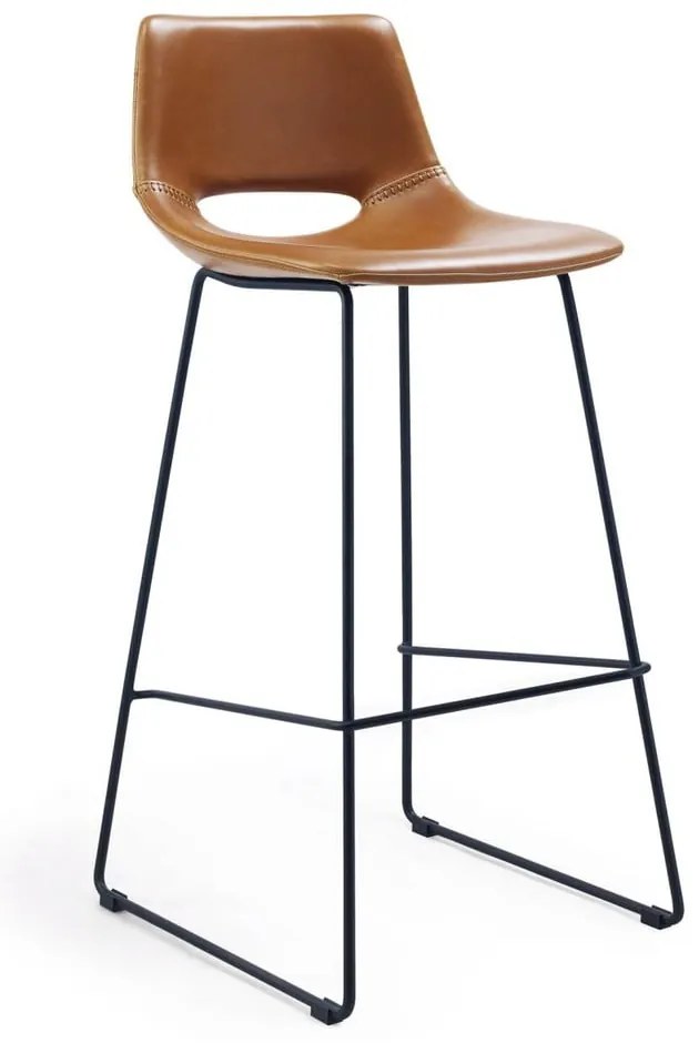 Koniakowy hoker z imitacji skóry (wysokość siedziska 76 cm) Zahara – Kave Home