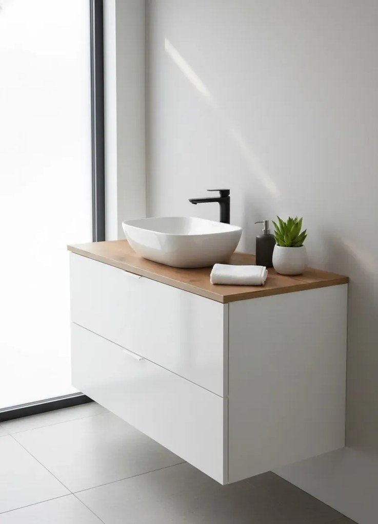 Nowoczesny blat do łazienki dąb craft złoty 140 cm H4-M35