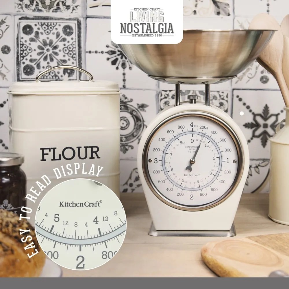 Kremowa waga kuchenna Kitchen Craft Living Nostalgia, nośność 4 kg