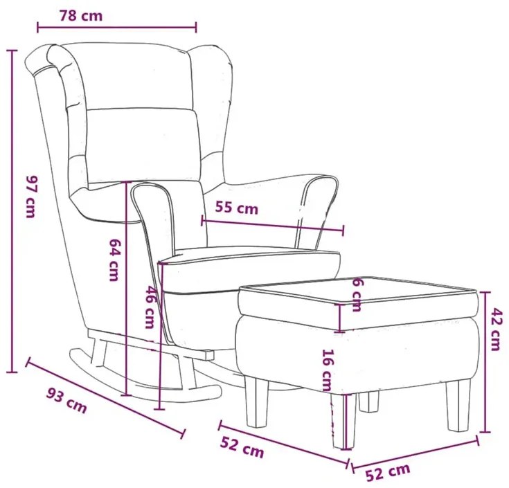 Żółty stylowy fotel wypoczynkowy bujany + podnóżek - Marbel