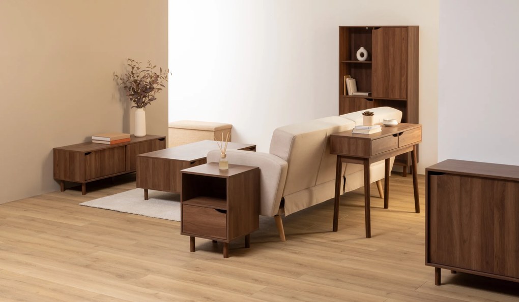 Szafka pod telewizor SLIDY, kolor ciemnego drewna, 120 x 40 x 42 cm