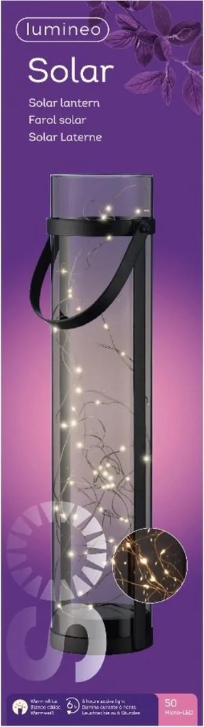 Lampa solarna LANTERN GREY 46 cm szara