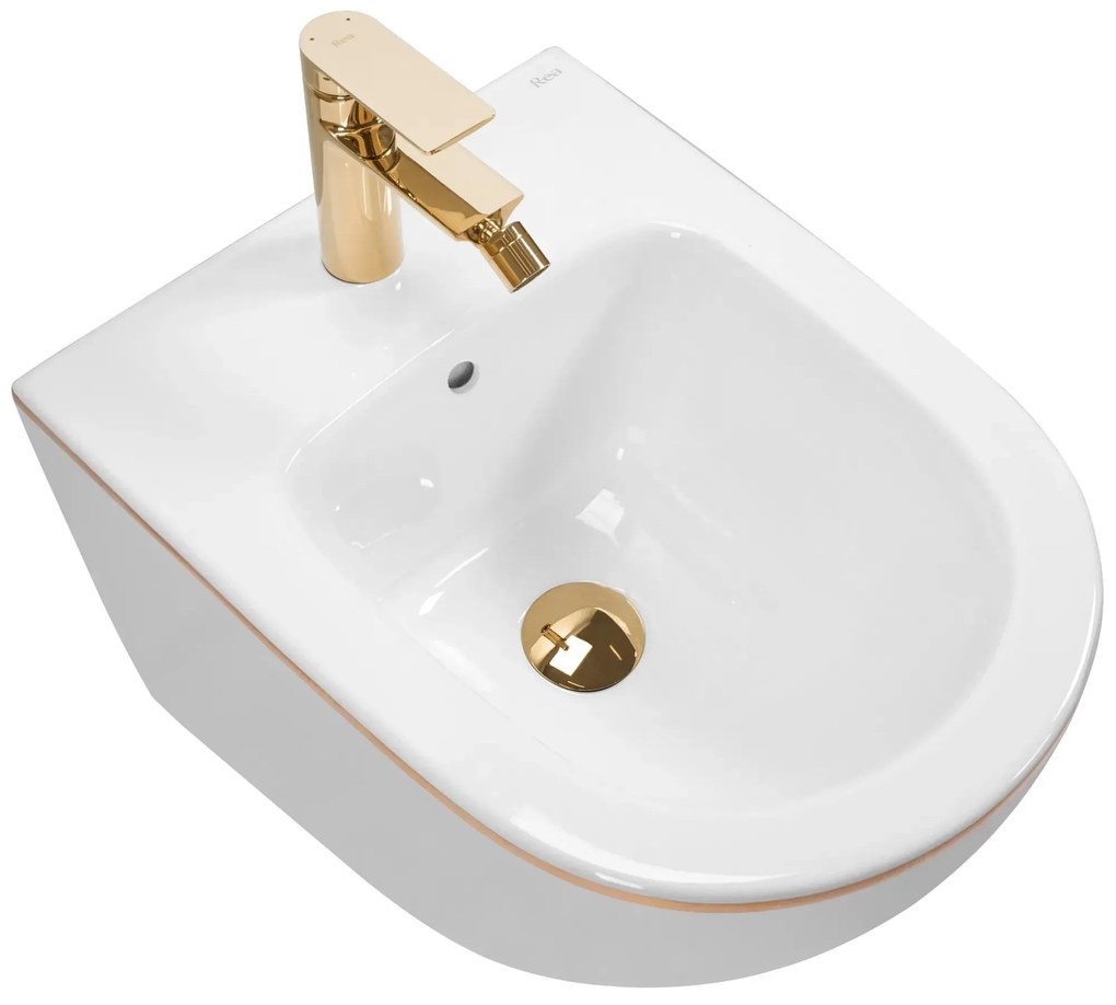 Bidet podwieszany Rea Carlo Mini White Gold Edge