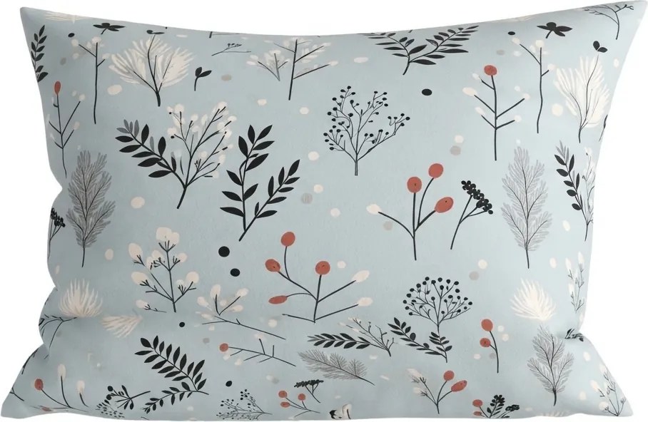 Flanelowa poszewka na poduszkę FROST BOTANIC 50x70 cm, jasno szara