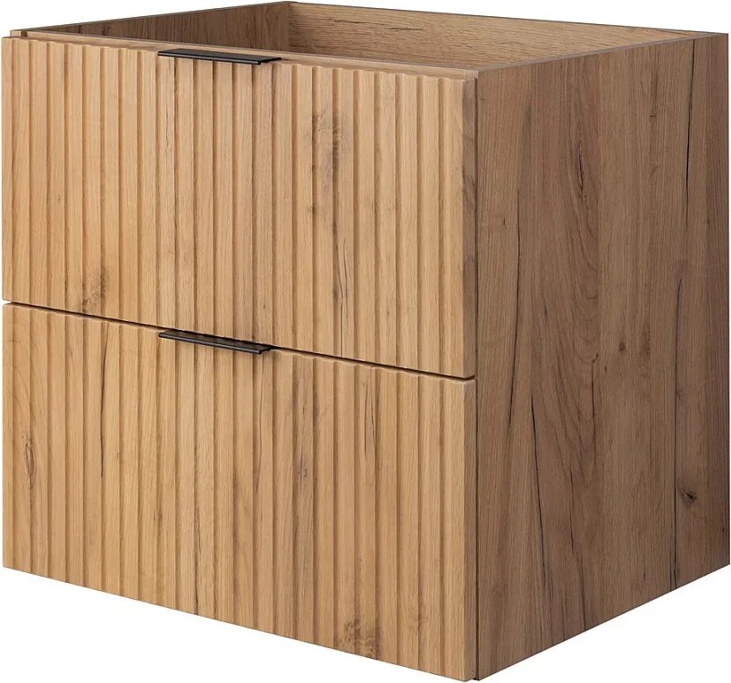 Szafka pod umywalkę, Dąb Craft, 60 x 57 x 46 cm, uchwyt czarny, bez blatu