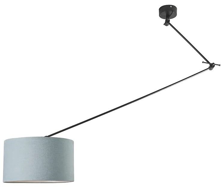 Lampa wisząca czarna z kloszem 35 cm jasnoniebieski regulowany - Blitz Nowoczesny Oswietlenie wewnetrzne