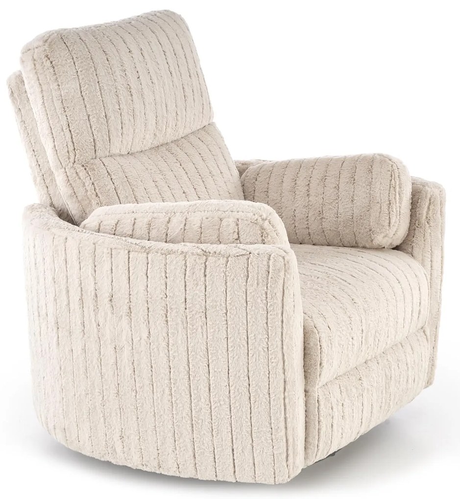 Fotel wypoczynkowy, obrotowy, elektrycznie rozkładany, bujany PEGAS beż