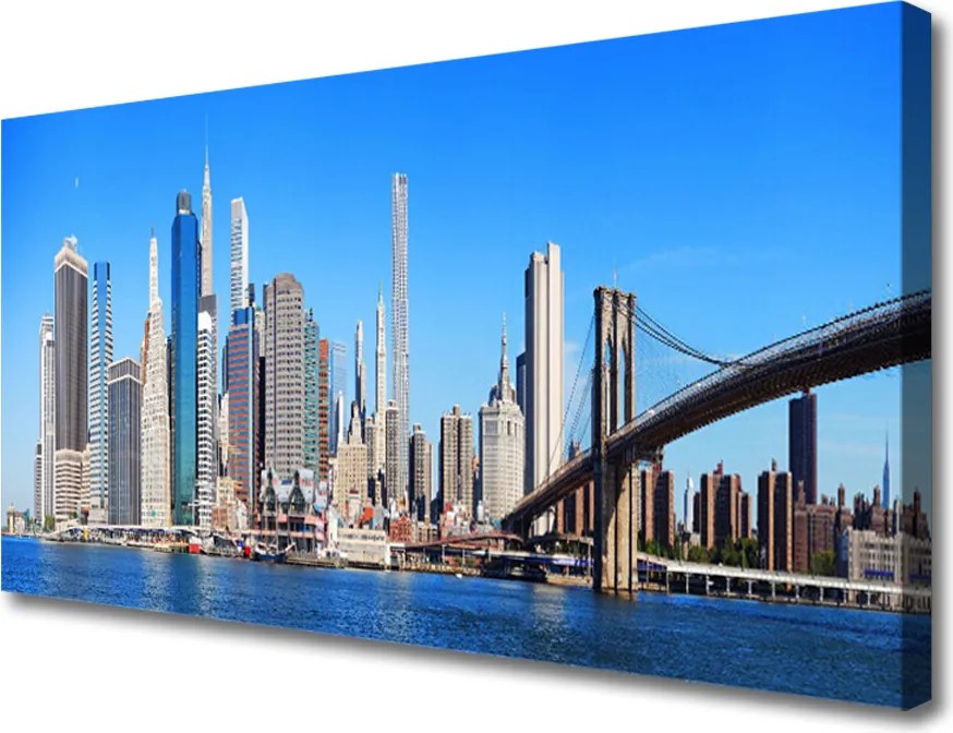 Zdjęcie na płótnie Sylwetka Mostu nad Rzeką