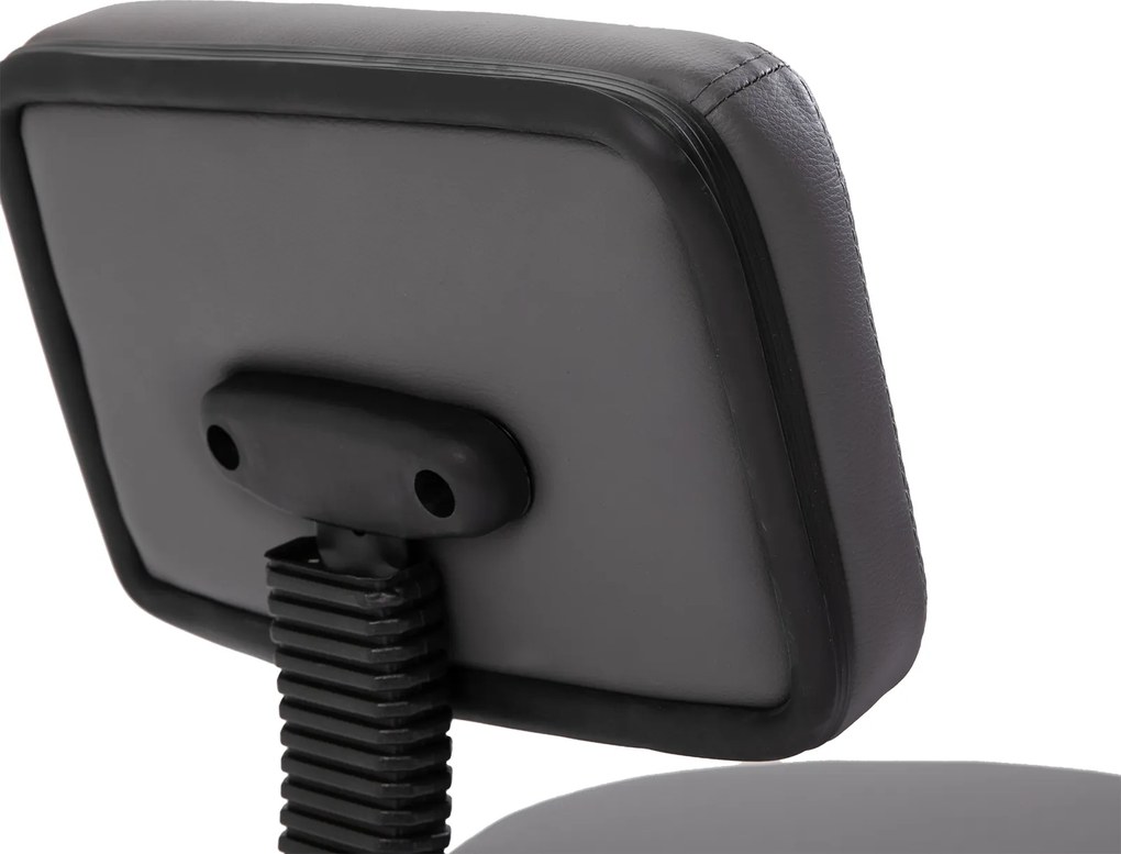 HOMCOM Taboret Salonowy, regulowany, ergonomiczny, obrotowy 360°, 5 kółek, pokrycie syntetyczne, Szary