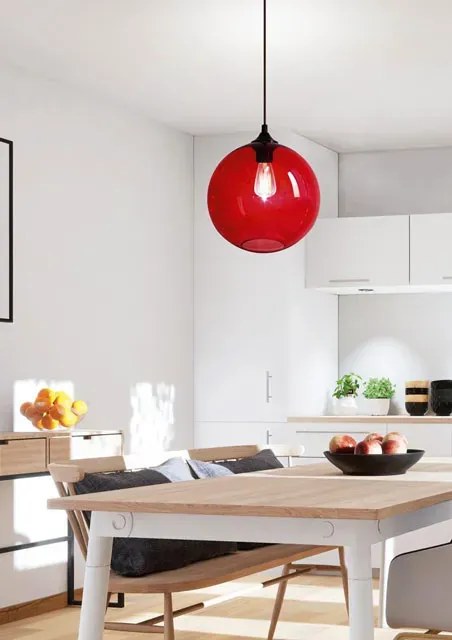 Okrągła lampa wisząca z czerwonym kloszem - 9X Z045 T0-E73