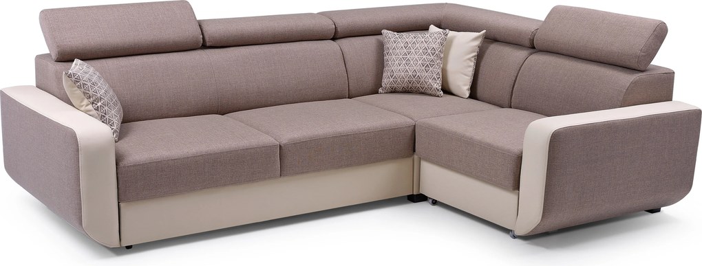 Masseno Narożnik MIRA z funkcją spania i pojemnikiem na pościel Narozniki L, Rozkładana sofa - Brązowy, INARI 23+MADRYT 912