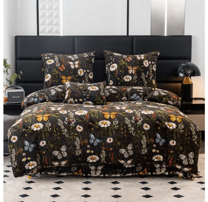 PrzytulneMieszkanie.pl PrzytulneMieszkanie.pl Pościel z mikropluszu MEADOW BUTTERFLY kolorowe Rozmiar pościeli: 2 szt 70 x 90 cm | 200 x 220 cm