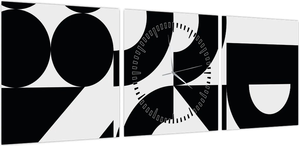 Obraz - Abstrakcja geometryczna N⁰2 (z zegarem) (90x30 cm)