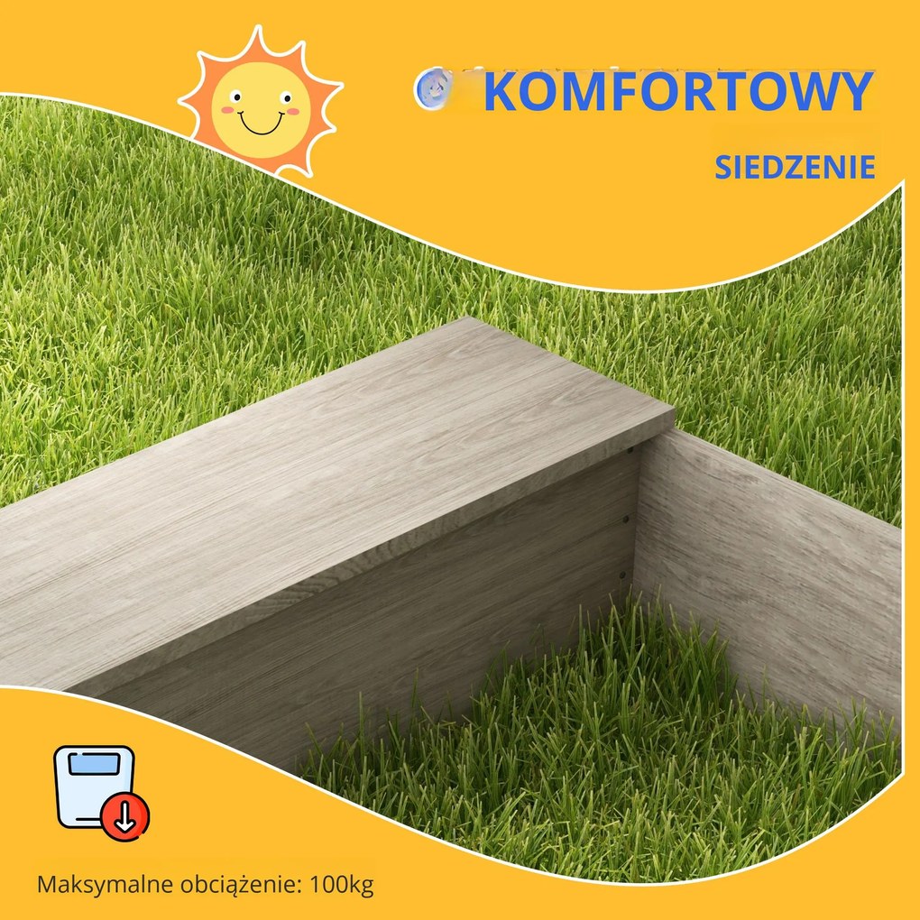 Outsunny Piaskownica z Kuchnią, Zlewem, 2 Skrzynkami na Rośliny, Sosna, 154x80x60cm, Szara