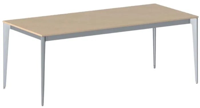 Stół konferencyjny do biura PRIMO ACTION, 200x90 cm, szaro-srebrna podstawa, buk