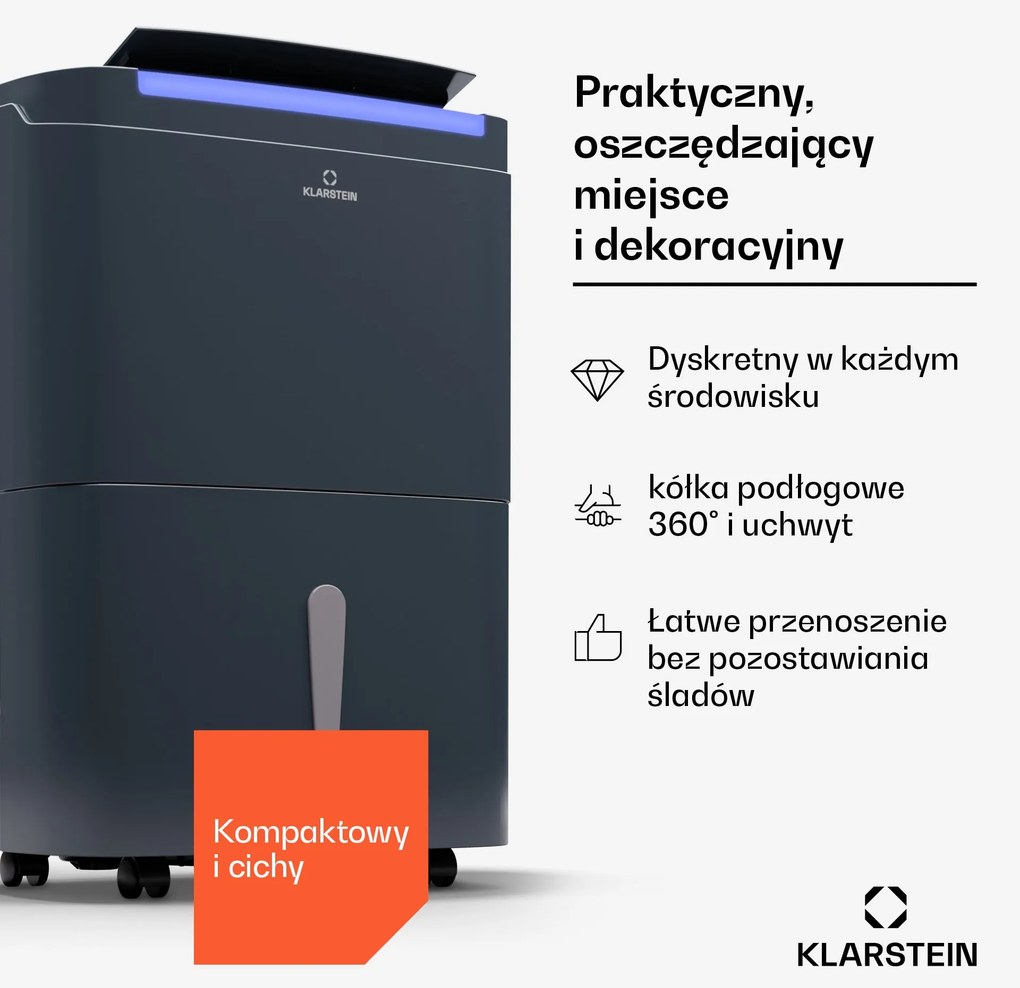 Klarstein DryFy Connect 40 Smart, osuszacz powietrza, WiFi, kondensacyjny, 40 l/doba, 60-70 m²