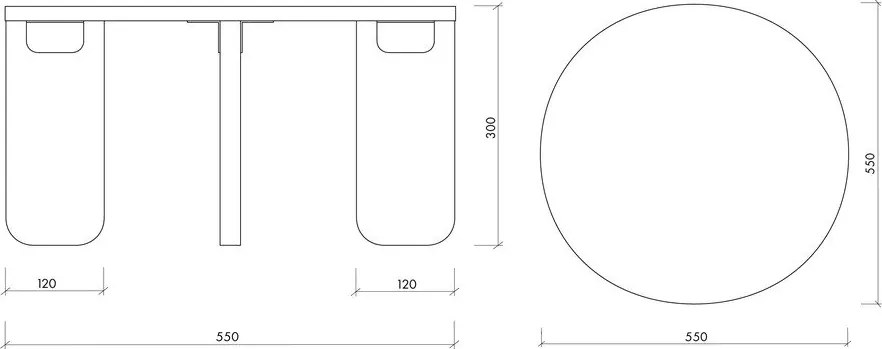 Czarny okrągły stolik z blatem w dekorze dębu ø 55 cm Kuvu – noo.ma