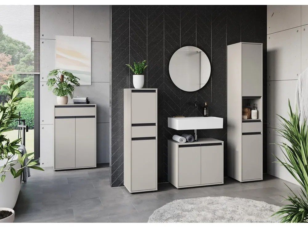 Szara szafka pod umywalkę 63x55 cm Lemont – Germania