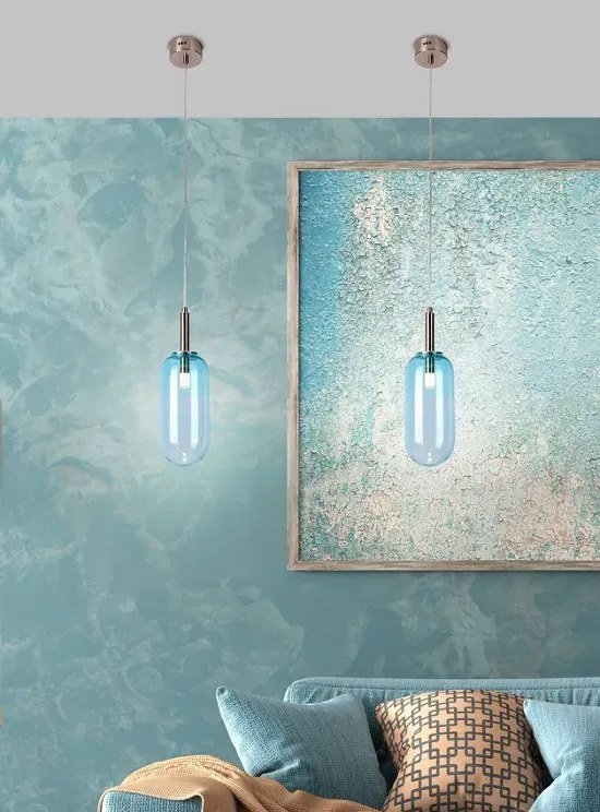 Niebieska cylindryczna lampa wisząca LED - V013 P4-T66