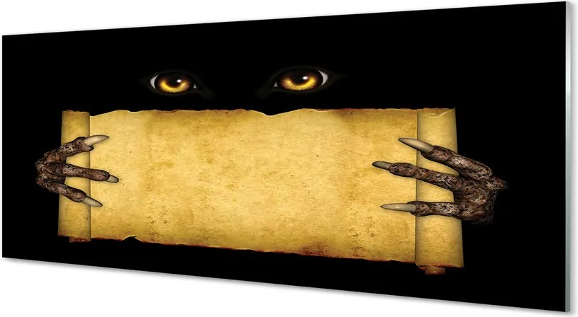 Panel szklany do Kuchni Straszne Oczy i Palce na Papierze