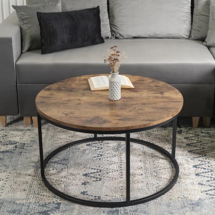 Stolik Kawowy TIM MAX 80 cm Dąb Rustykalny Nowoczesny Loft