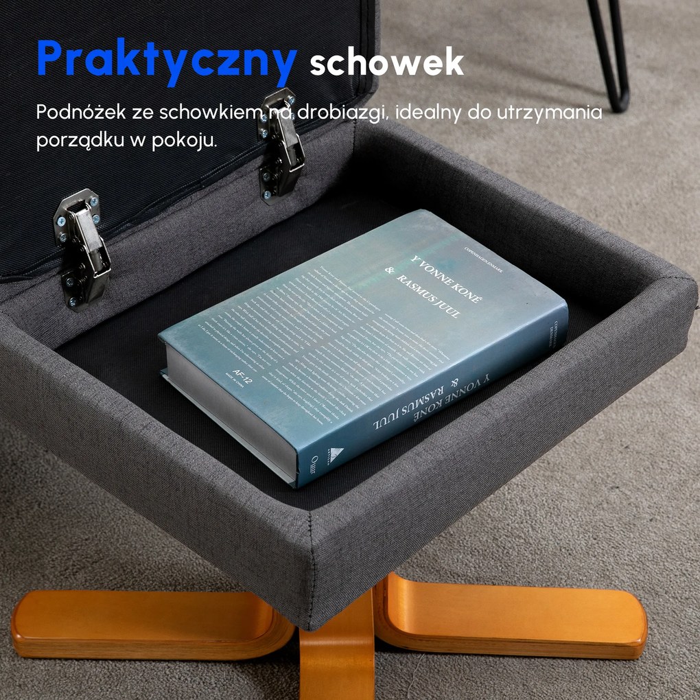 HOMCOM Fotel masujący z podnóżkiem nachylenie 145 stopni sztuczna skóra ciemnoszary 80x86x90cm | Aosom PL