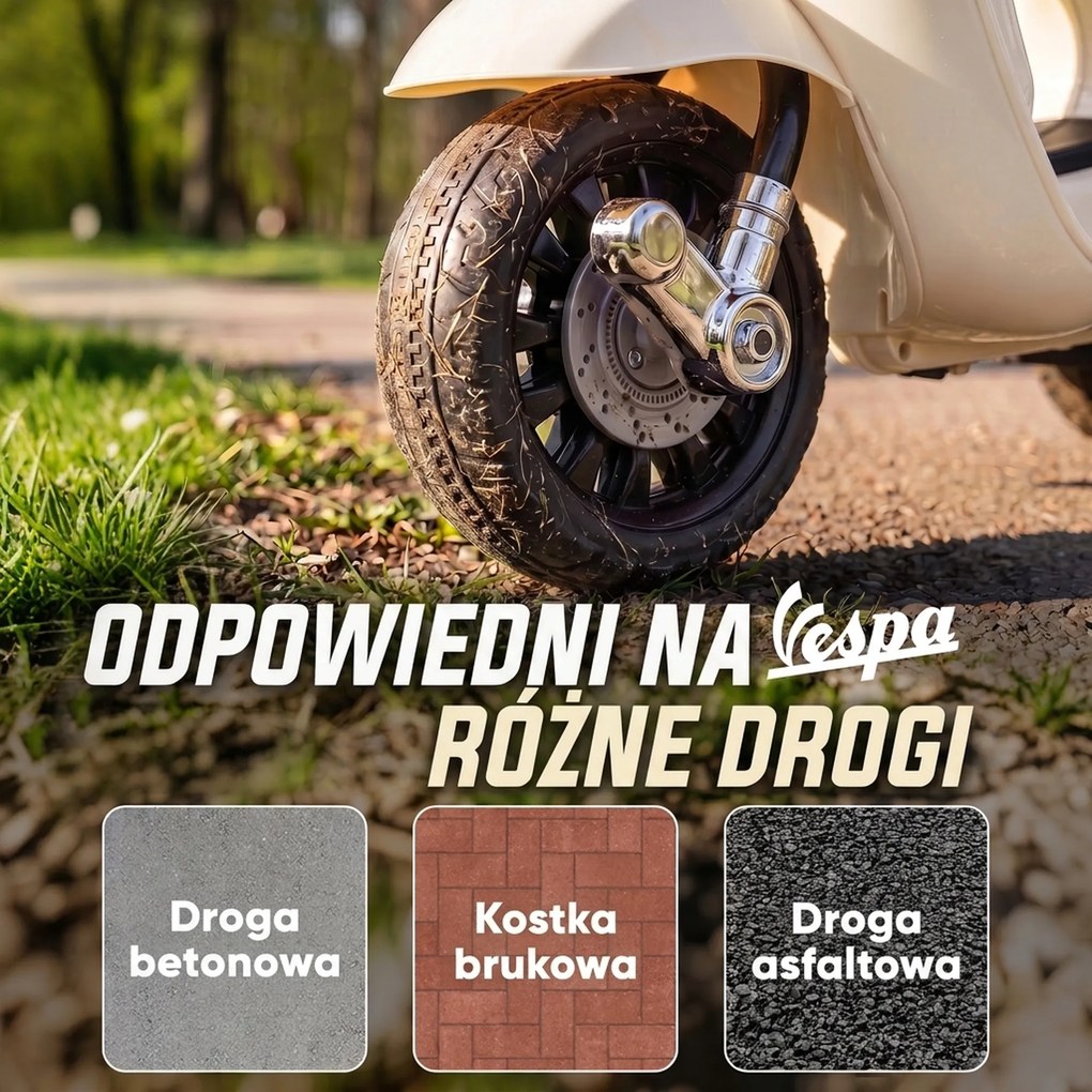 AIYAPLAY Elektryczny motocykl dziecięcy Mini Vespa GTS 6V z akumulatorem litowym Ergonomiczne siedzisko i oparcie 1,5-3 lat | Aosom PL
