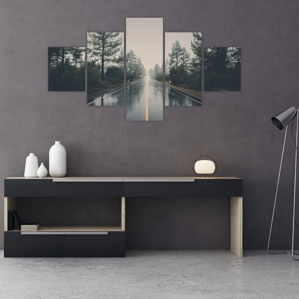 Obraz drogi w deszczu (125x70 cm)