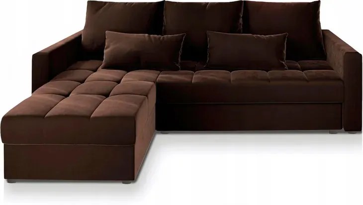 Brązowa rozkładana narożna sofa ZENOVA 220x140 cm, dwustronna