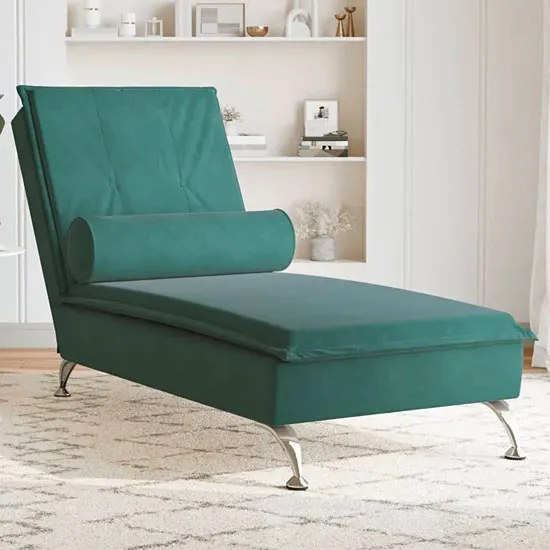 Elegancki zielony szezlong z aksamitną tapicerką W7-E60