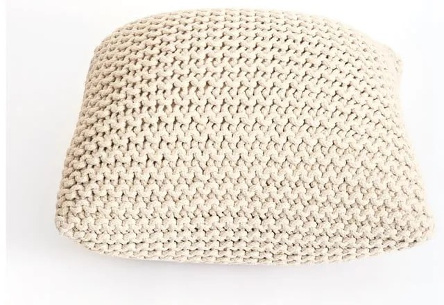 Beżowy puf w kształcie poduszki Bonami Essentials Knit