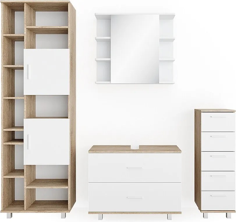 Zestaw mebli łazienkowych biały/sonoma 80.2x33x60.8 ilias