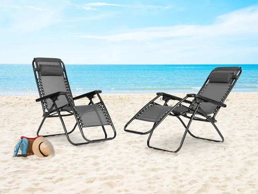 Składany leżak ogrodowy, tarasowy Rimini 009, szary