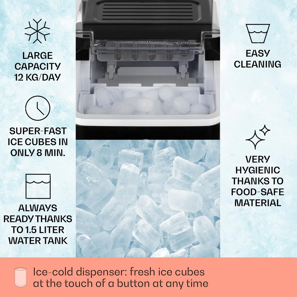 Klarstein ChillOut 12kg/24h 0.6L Kostkarka do Lodu Czarny