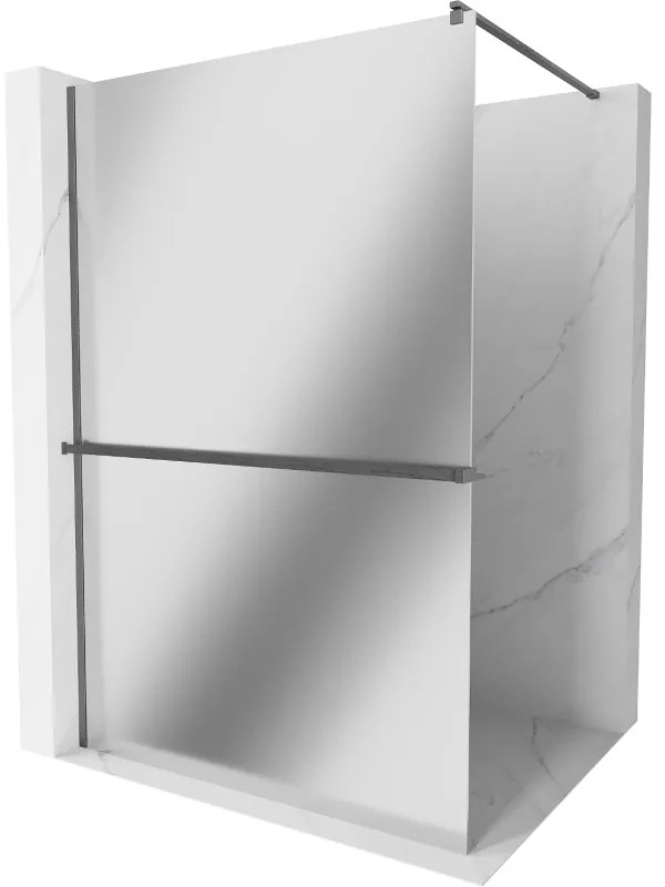 Mexen Kioto+ ścianka prysznicowa z półką Walk-in 70 x 200 cm, lustro, gun gray szczotkowany - 800-070-121-66-50