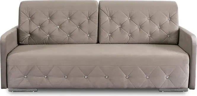 Sofa Rozkładana z Funkcją Spania VIVO Dwuosobowa Beżowa Glamour do Salonu
