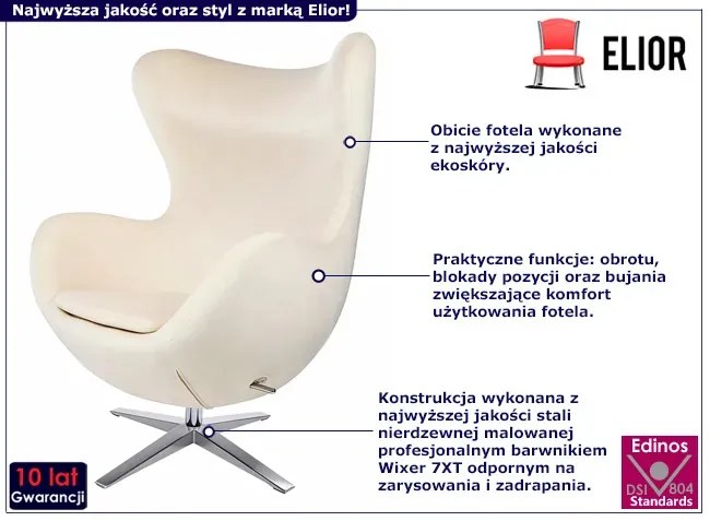 Beżowy fotel jajo do biura - Arha 5X