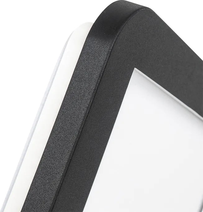 Plafon czarny 22,5 cm kwadratowy w tym LED 3-stopniowy ściemniacz IP44 - Steve