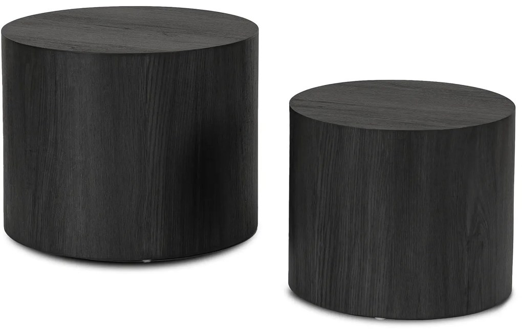 Zestaw Stolików Kawowych LEILA 38 cm/48 cm Czarny Loft