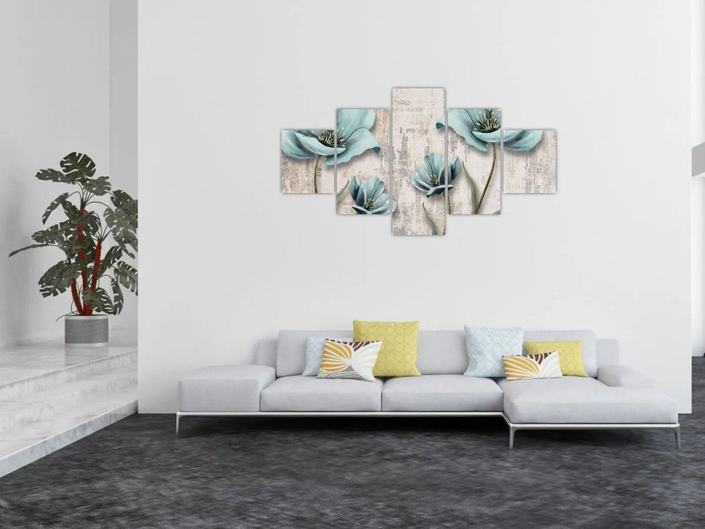 Obraz - Kwiaty na teksturze (125x70 cm)