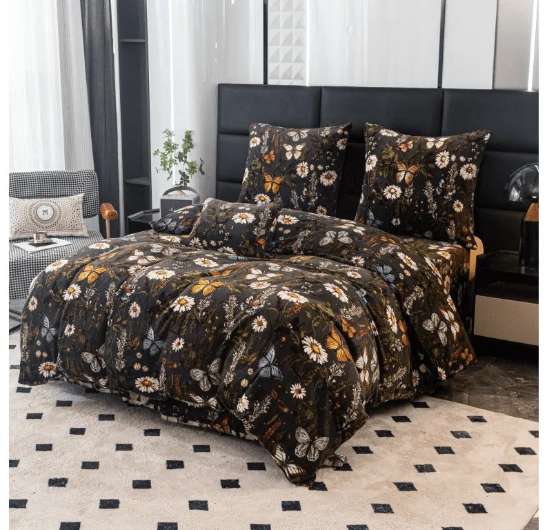PrzytulneMieszkanie.pl PrzytulneMieszkanie.pl Pościel z mikropluszu MEADOW BUTTERFLY kolorowe Rozmiar pościeli: 2 szt 70 x 90 cm | 200 x 220 cm